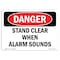Signmission Safety Sign, OSHA Danger, 7" Height, Rigid Plastic, Stand Clear When Alarm Sounds, Landscape OS-DS-P-710-L-1894 - alternate 1